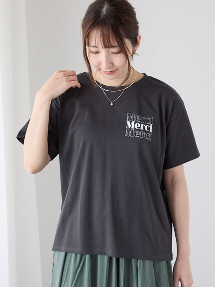 セール】 【接触冷感】ワンポイントロゴTシャツ（オフホワイト/グレー