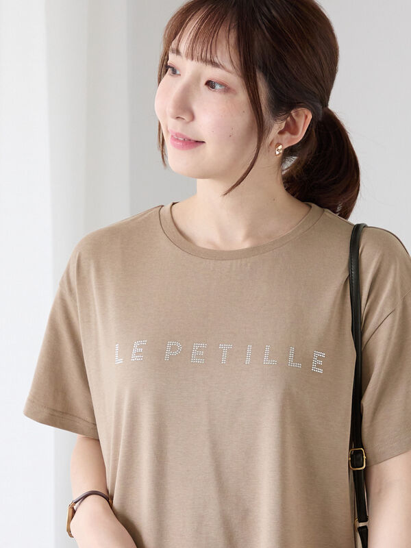 【接触冷感】ラインストーンクロップドTシャツ（オフホワイト/ブラック/モカ）｜Te chichi TERRASSE（テチチ テラス）通販