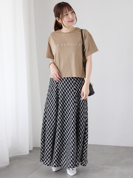 【接触冷感】ラインストーンクロップドTシャツ（オフホワイト/ブラック/モカ）｜Te chichi TERRASSE（テチチ テラス）通販