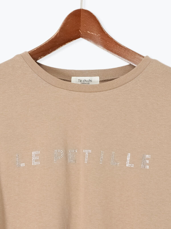 セール】 【接触冷感】ラインストーンクロップドTシャツ(オフ セール】 【接触冷感】ラインストーンクロップドTシャツ(オフ