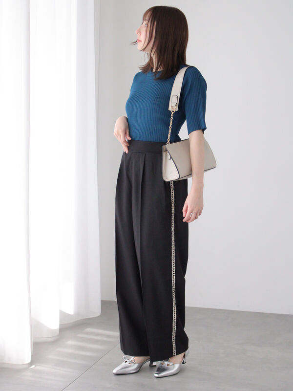 セール】 サイドラインストレートパンツ（グレー/ブラック/ネイビー