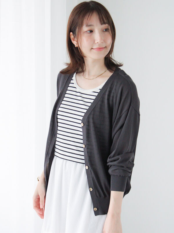 セール】 【抗菌防臭】金釦Vネックカーディガン（チャコールグレー