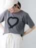 ハートフリル刺繍Tシャツ（オフホワイト/グレー/ブラック）｜Te chichi TERRASSE（テチチ テラス）通販