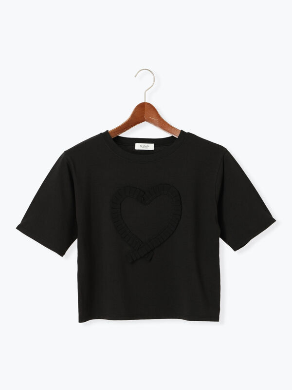 ハートフリル刺繍Tシャツ（ブラック）｜Te chichi TERRASSE（テチチ テラス）通販
