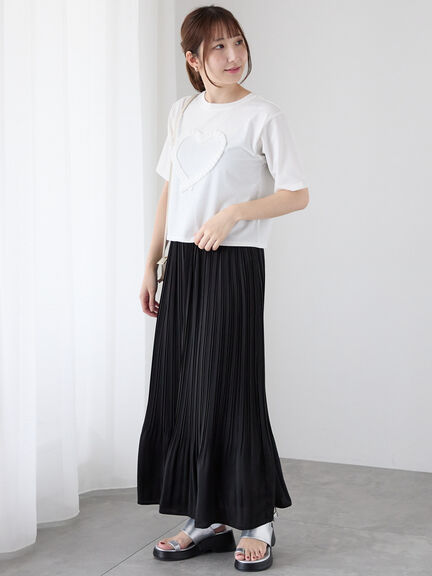 ハートフリル刺繍Tシャツ（オフホワイト/グレー/ブラック）｜Te chichi TERRASSE（テチチ テラス）通販