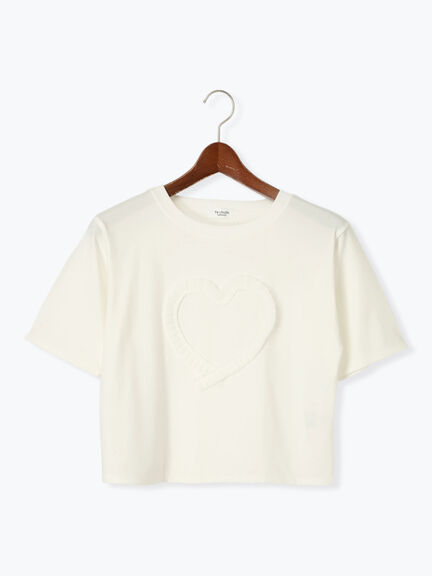 ハートフリル刺繍Tシャツ（オフホワイト/グレー/ブラック）｜Te chichi TERRASSE（テチチ テラス）通販