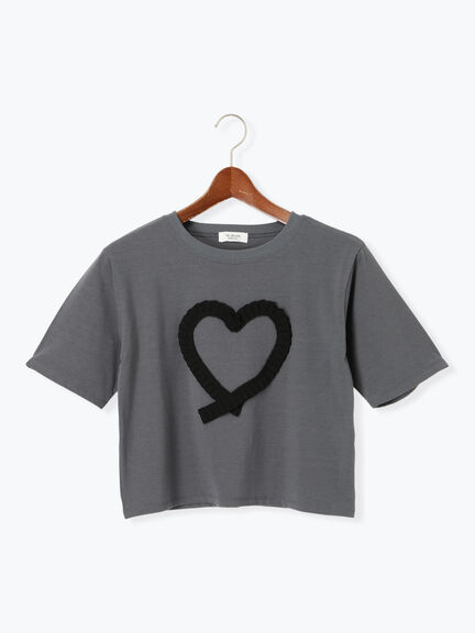 ハートフリル刺繍Tシャツ（オフホワイト/グレー/ブラック）｜Te chichi TERRASSE（テチチ テラス）通販