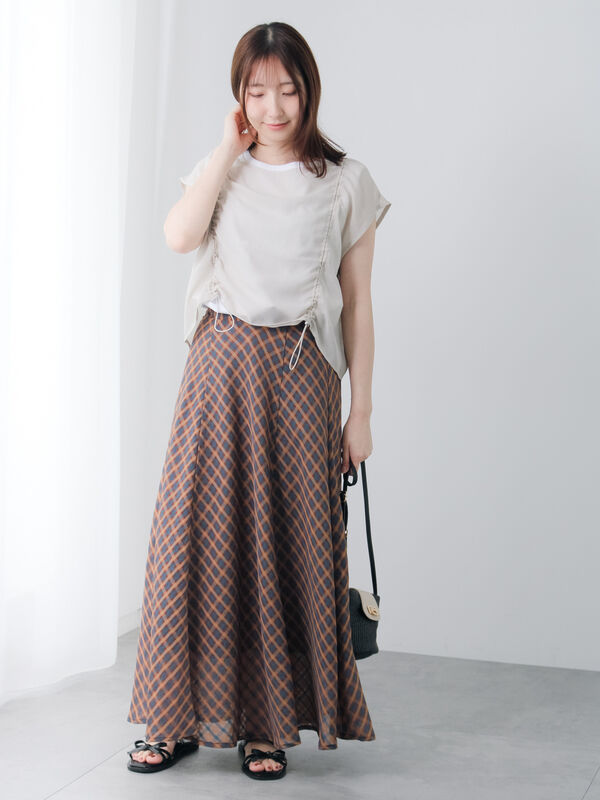 セール】 レイヤードドロストトップス（オフホワイト/ブラック