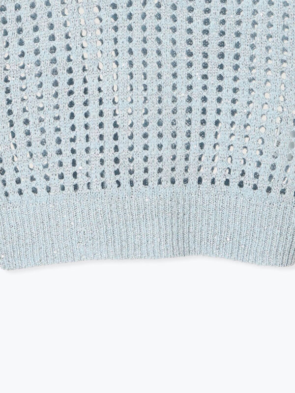 セール】 スパンコールメッシュVネックベスト（オフホワイト