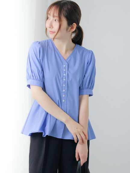 Vネックペプラムブラウス（オフホワイト/ブラック/ブルー）｜Te chichi TERRASSE（テチチ テラス）通販