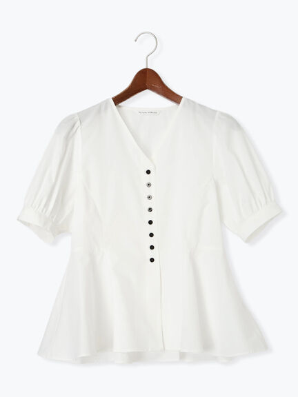 Vネックペプラムブラウス（オフホワイト/ブラック/ブルー）｜Te chichi TERRASSE（テチチ テラス）通販