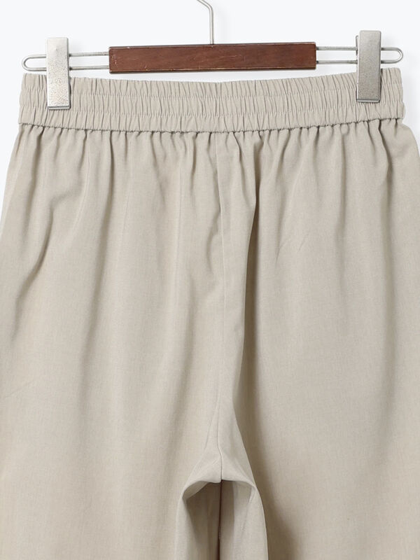 セール】 麻調タック入りイージーパンツ（ブラック/ベージュ