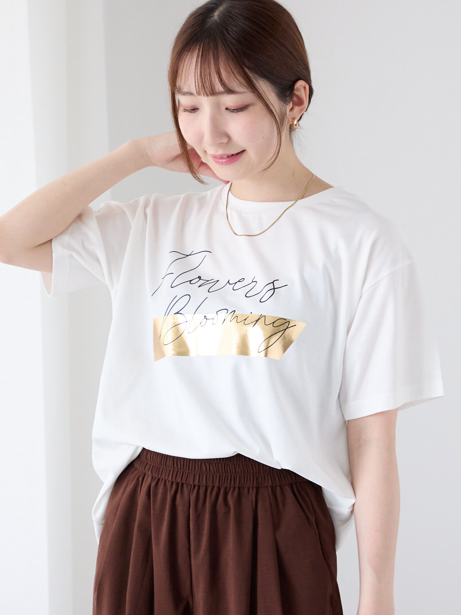 앙　Tシャツ　ピーチ セール】 【接触冷感】箔BIGロゴTシャツ（オフホワイト
