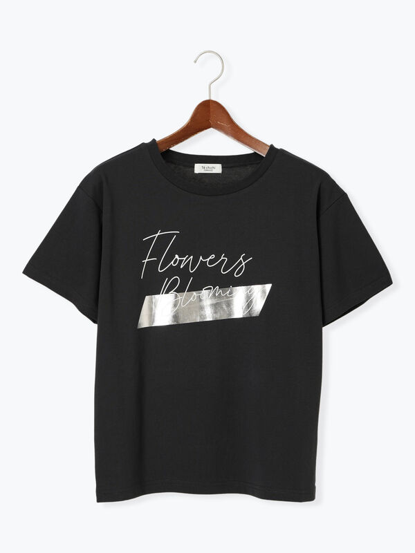 ターチュです！ セール】 【接触冷感】箔BIGロゴTシャツ（オフホワイト