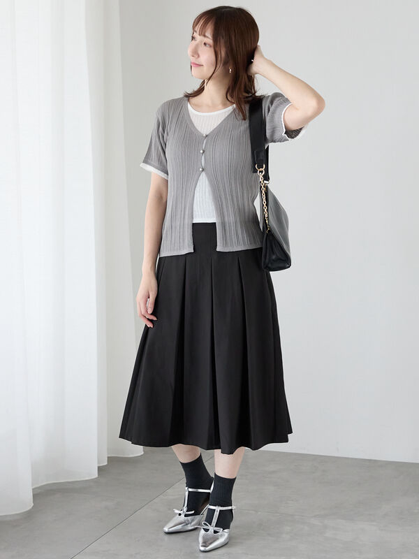 セール】 レイヤード風リブニット（オフホワイト/グレー/ブラック