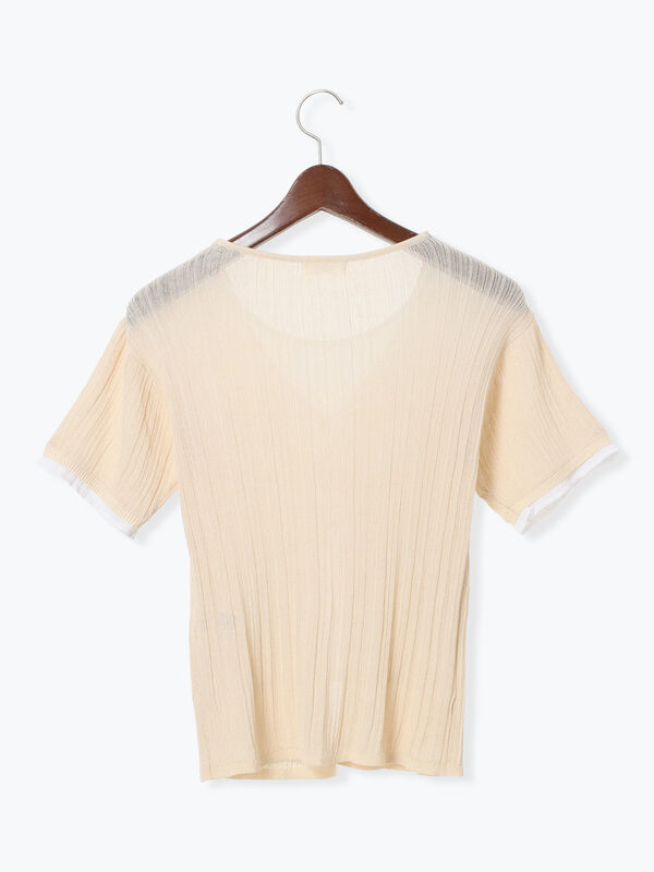 セール】 レイヤード風リブニット（オフホワイト/グレー/ブラック