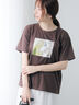 フラワー転写プリントTシャツ（オフホワイト/ブラック/ブラウン）｜Te chichi TERRASSE（テチチ テラス）通販