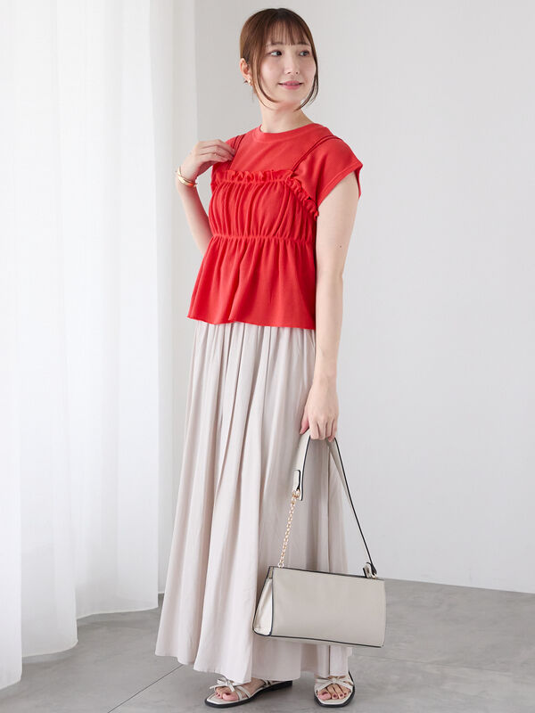 セール】 ワッフルビスチェセットTシャツ（オフホワイト/ブラック