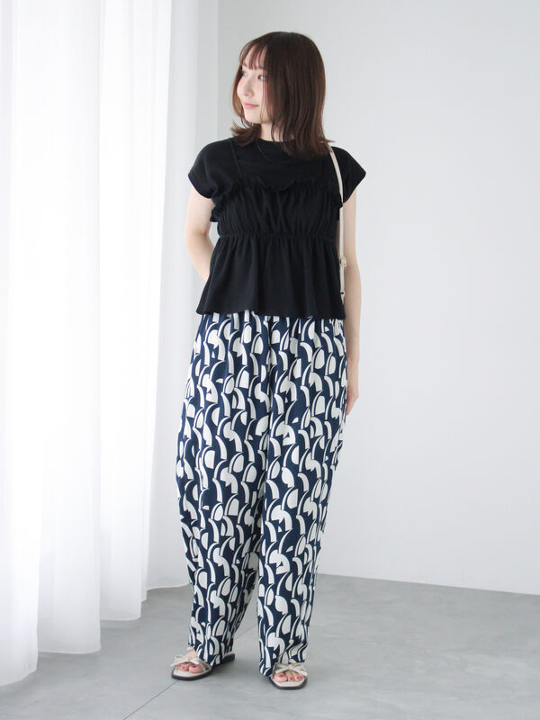 セール】 ワッフルビスチェセットTシャツ（オフホワイト/ブラック