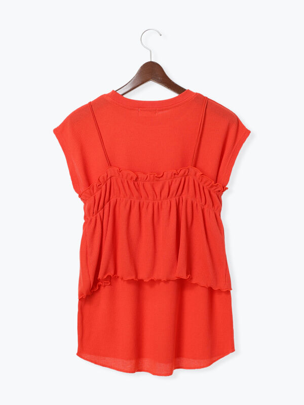 セール】 ワッフルビスチェセットTシャツ（オフホワイト/ブラック