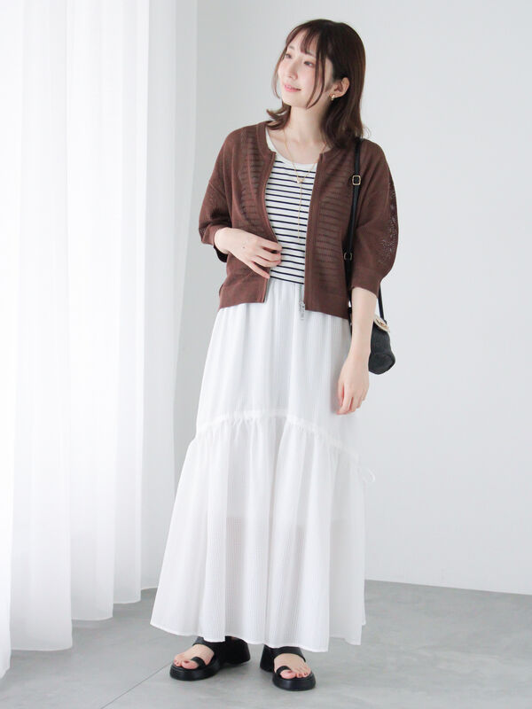 セール】 メッシュダブルジップカーディガン（ブラック/ベージュ