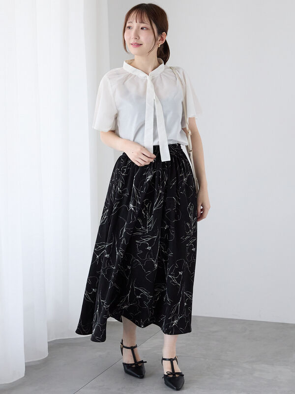 セール】 【選べる着丈】無地/柄アソートギャザースカート（オフ