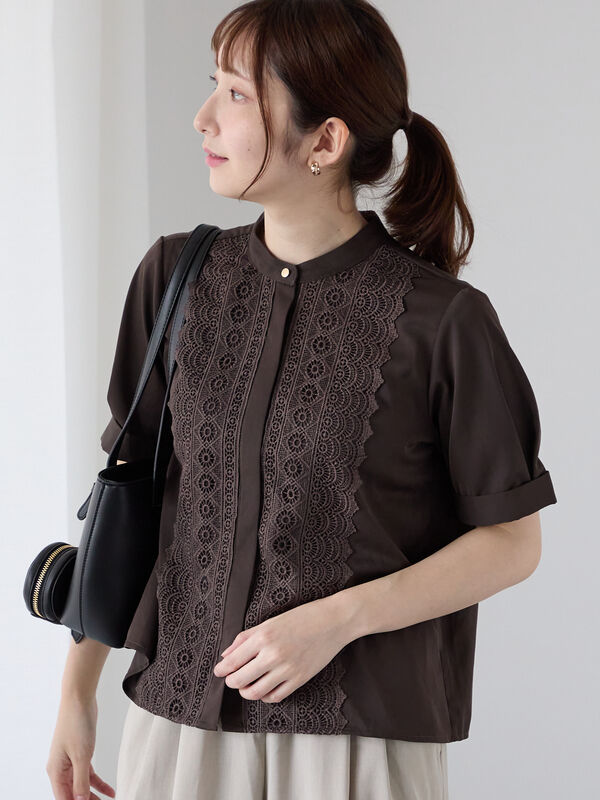 ブラウス シャツ レース使いチャーチブラウス レディース imgrc0082364285.jpg