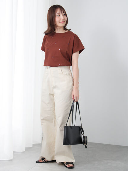 ハートモチーフホットフィットTシャツ（オフホワイト/ブラック/ブラウン）｜Te chichi TERRASSE（テチチ テラス）通販