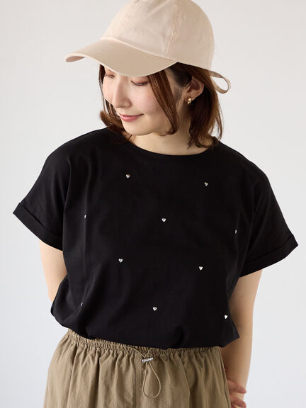 ハートモチーフホットフィットTシャツ（オフホワイト/ブラック/ブラウン）｜Te chichi TERRASSE（テチチ テラス）通販