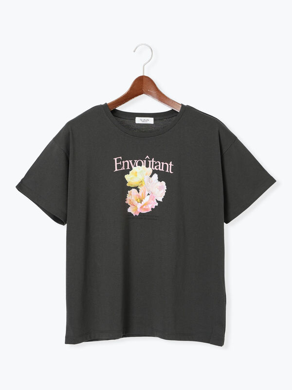 フラワーモチーフプリントTシャツ（チャコールグレー）｜Te chichi TERRASSE（テチチ テラス）通販