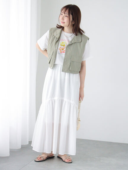 フラワーモチーフプリントTシャツ（オフホワイト/チャコールグレー/ブラック）｜Te chichi TERRASSE（テチチ テラス）通販
