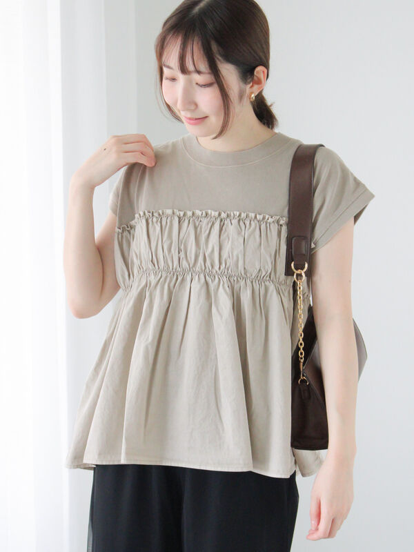 ピグメント加工ドッキングトップス（オフホワイト/チャコールグレー/モカ）｜Te chichi TERRASSE（テチチ テラス）通販