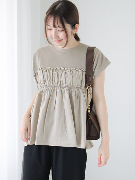 ピグメント加工ドッキングトップス（オフホワイト/チャコールグレー/モカ）｜Te chichi TERRASSE（テチチ テラス）通販