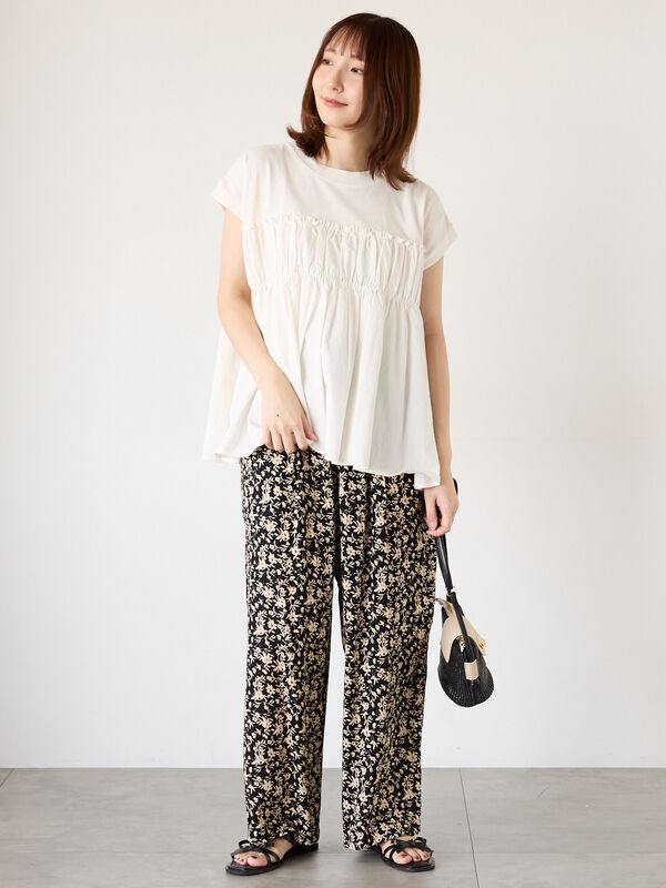 セール】 ピグメント加工ドッキングトップス（オフホワイト