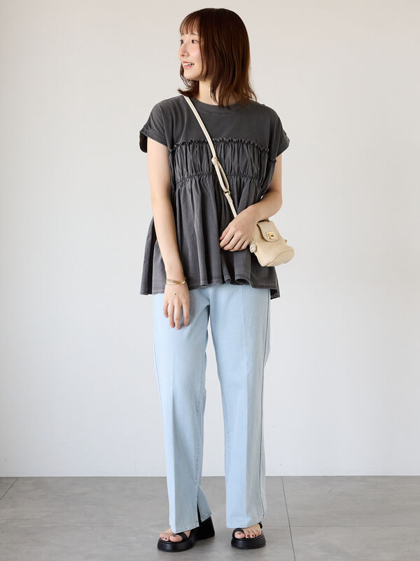 こってぃ セール】 ピグメント加工ドッキングトップス（オフホワイト