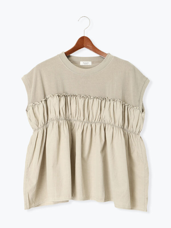 セール】 ピグメント加工ドッキングトップス（オフホワイト