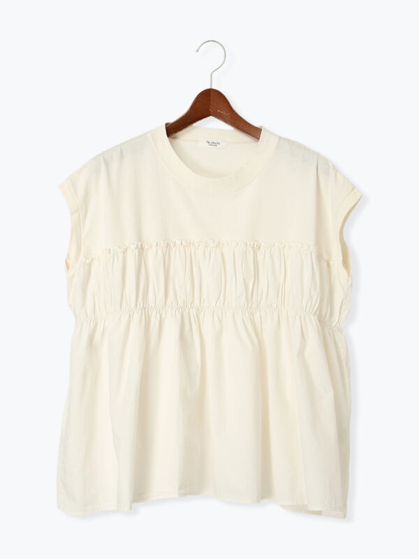 セール】 ピグメント加工ドッキングトップス（オフホワイト