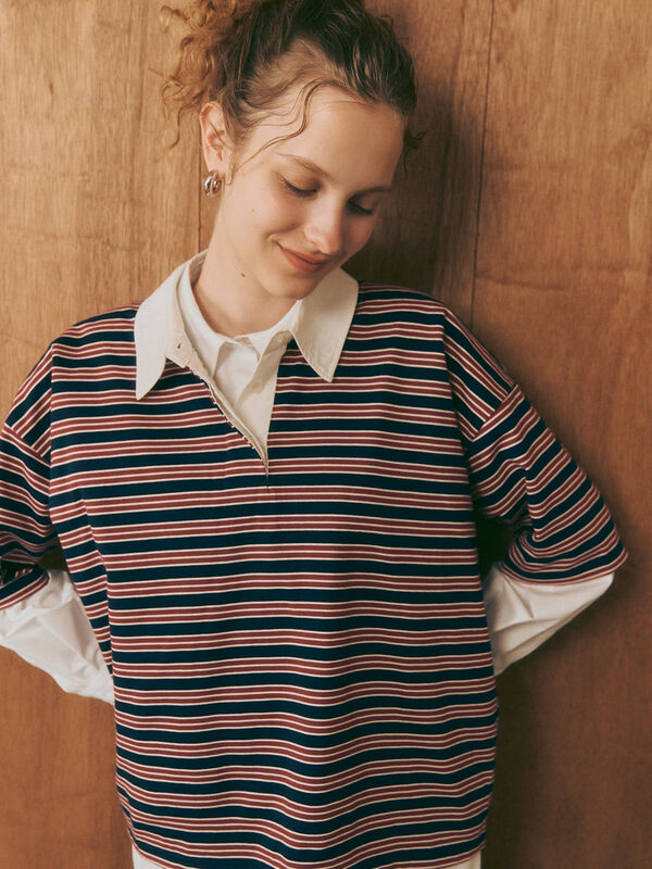 マルチボーダーラガーシャツ《2025autumn catalog item》（チャコールグレー/モカ/ネイビー）｜Te chichi TERRASSE（テチチ テラス）通販