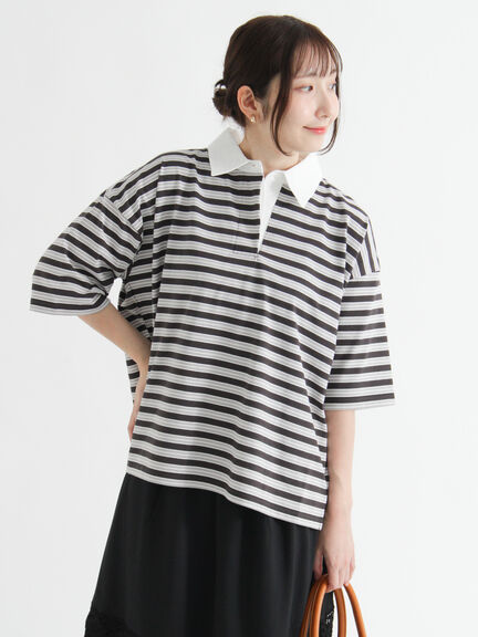 マルチボーダーラガーシャツ《2025autumn catalog item》（チャコールグレー/モカ/ネイビー）｜Te chichi TERRASSE（テチチ テラス）通販