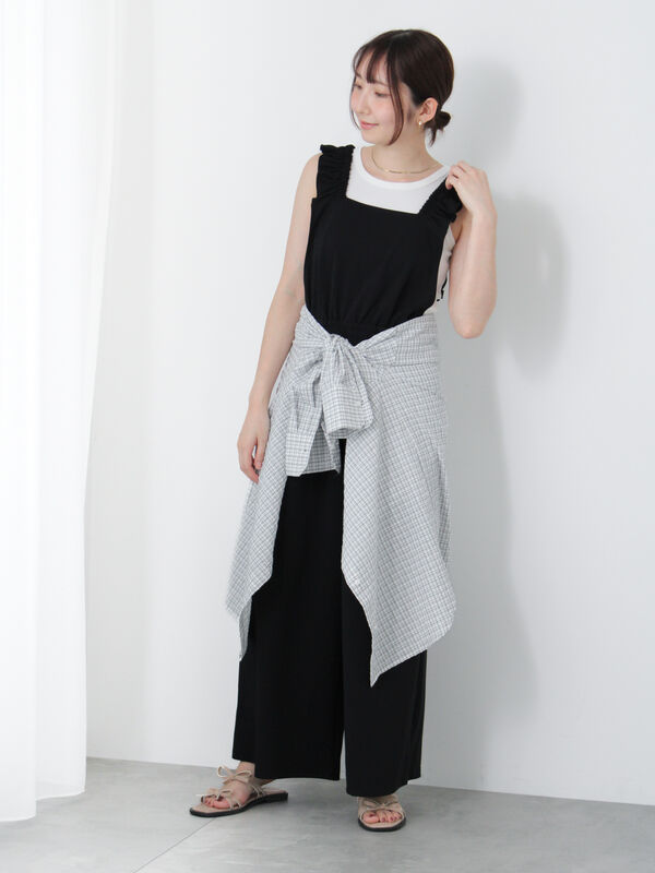 セール】 フリルカットサロペット（ブラック/ブラウン/ワンピース