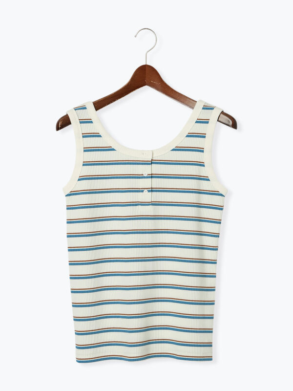 セール】 前後2WAYヘンリーネックタンクトップ（オフホワイト/ブラック