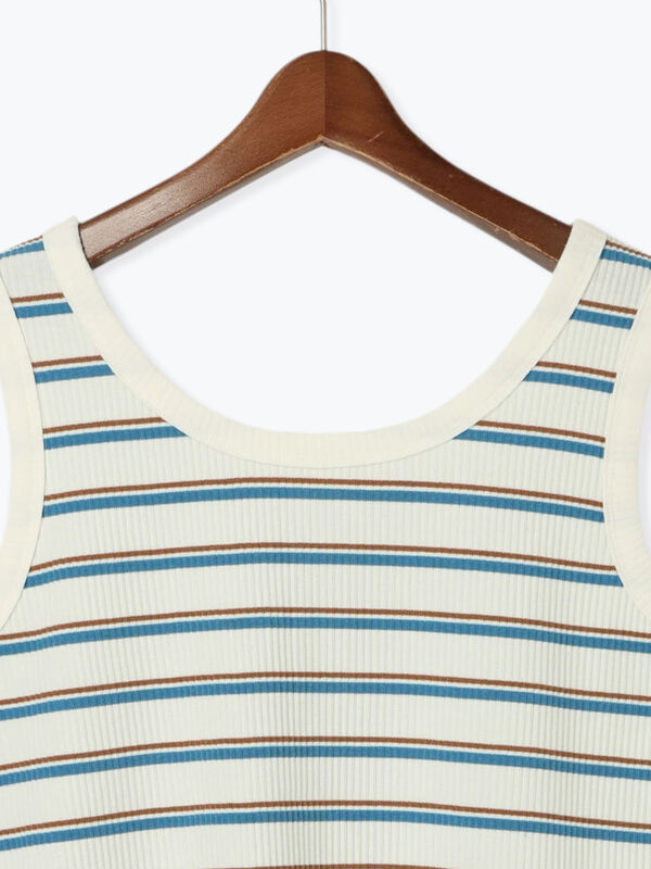 セール】 前後2WAYヘンリーネックタンクトップ（オフホワイト/ブラック