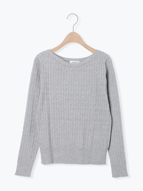 もちもちケーブルVネックニット（グレー）｜Te chichi TERRASSE（テチチ テラス）通販
