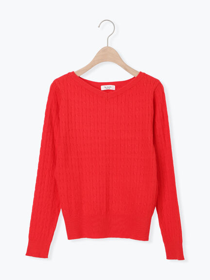 もちもちケーブルVネックニット（オフホワイト/グレー/ブラック/レッド）｜Te chichi TERRASSE（テチチ テラス）通販