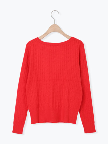 もちもちケーブルVネックニット（オフホワイト/グレー/ブラック/レッド）｜Te chichi TERRASSE（テチチ テラス）通販