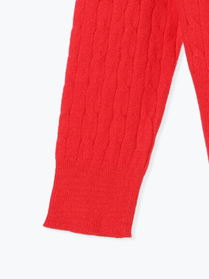 もちもちケーブルVネックニット（オフホワイト/グレー/ブラック/レッド）｜Te chichi TERRASSE（テチチ テラス）通販