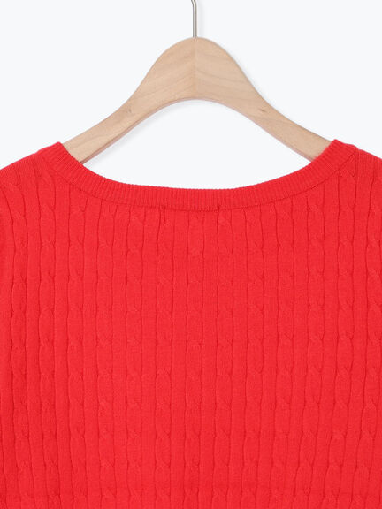 もちもちケーブルVネックニット（オフホワイト/グレー/ブラック/レッド）｜Te chichi TERRASSE（テチチ テラス）通販