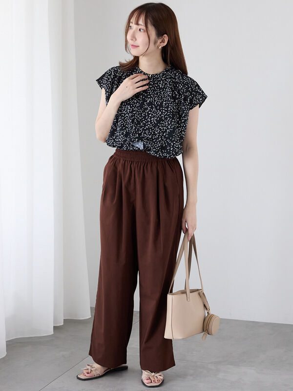 セール】 無地/柄アソートボウタイブラウス（オフホワイト/ブラック