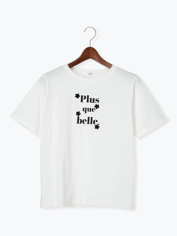 フラワーモチーフTシャツ フラワーモチーフプリントTシャツ（オフホワイト