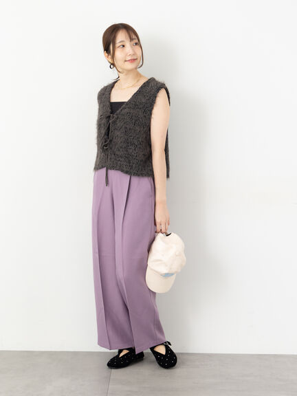 ポンポンヤーンニットショートベスト（グレー/チャコールグレー/ベージュ/ブルー）｜Te chichi TERRASSE（テチチ テラス）通販